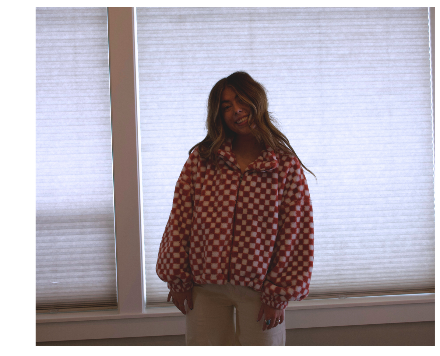 Checker teddy fall jacket